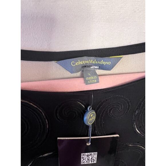 CATHERINE MALANDRINO for DESIGN NATION Black Ivory Laser Cut Dress Size L NWT - Picture 3 of 6